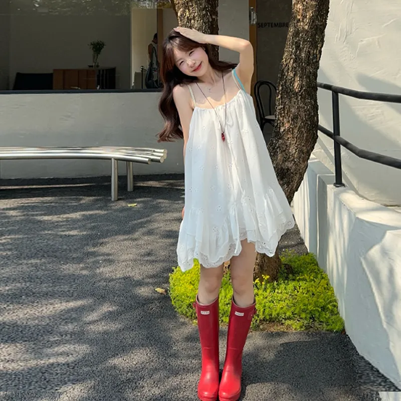 QUIET ANGEL Slip Dress Women's White-3