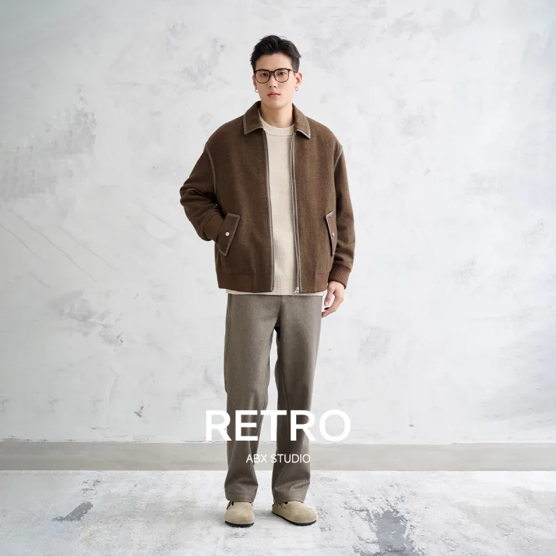 A.B.X Lining Cotton Woolen Jacket Woolen Coat Men's-4