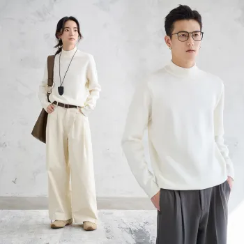 A.B.X Acrylic Cotton Stretch Half Turtleneck Sweater Unisex