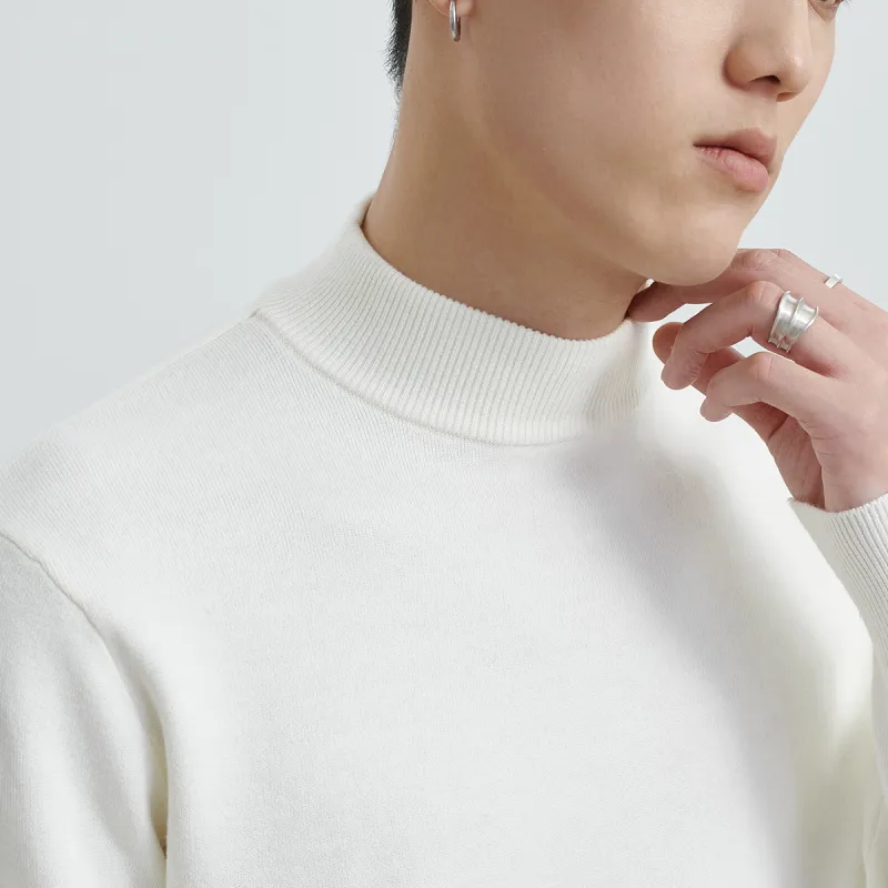 A.B.X Acrylic Cotton Stretch Half Turtleneck Sweater Unisex-51