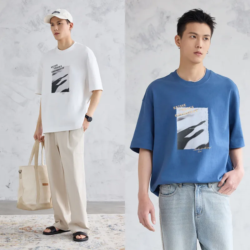 A.B.X Front And Back Theme Print Crew Neck Pullover Short Sleeved T Shirts Men's-3