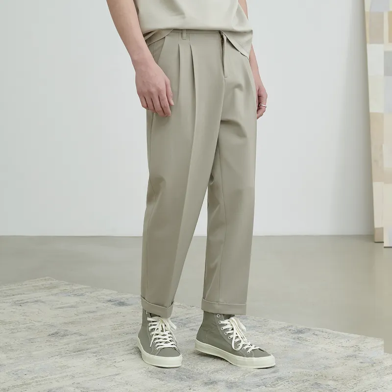 A.B.X Hidden Four Button Elastic Waistband Casual Pants Men's-13