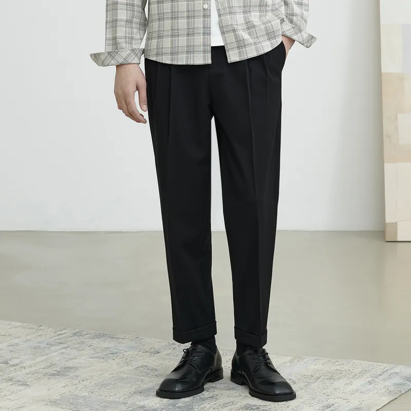 A.B.X Hidden Four Button Elastic Waistband Casual Pants Men's-1