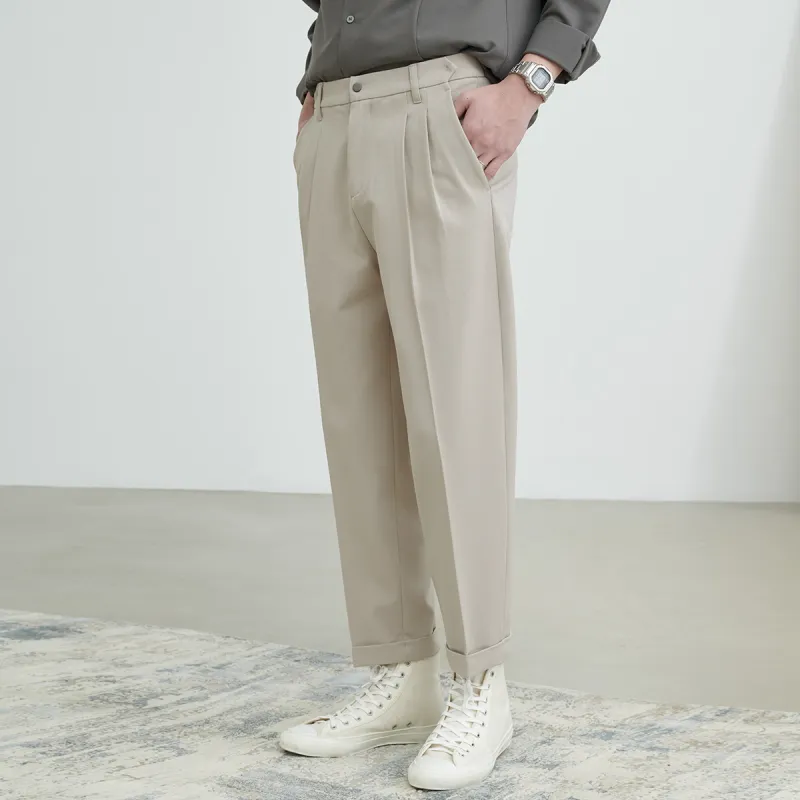 A.B.X Hidden Four Button Elastic Waistband Casual Pants Men's-9