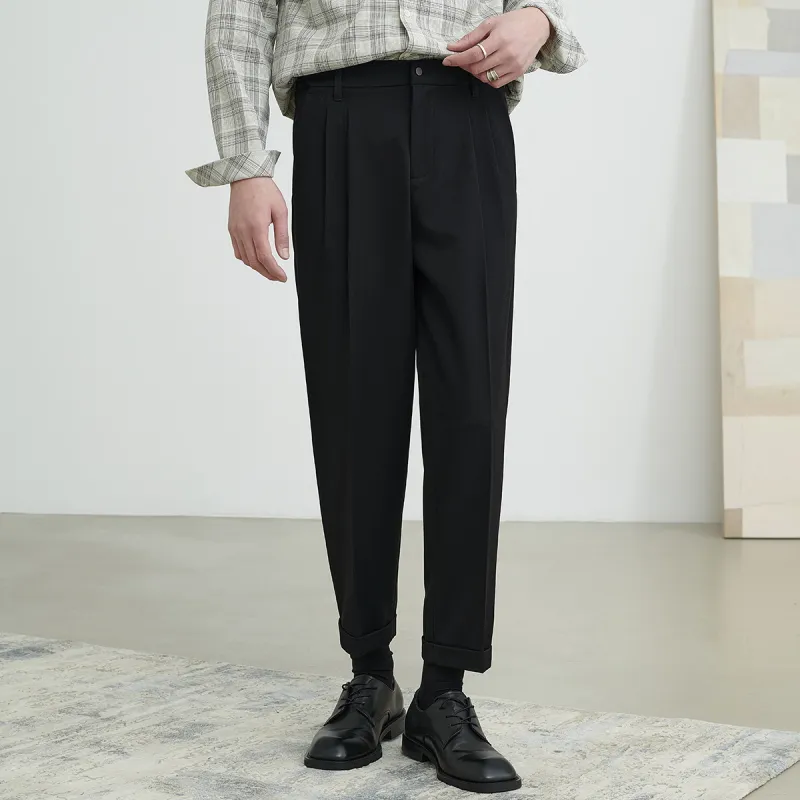A.B.X Hidden Four Button Elastic Waistband Casual Pants Men's-2