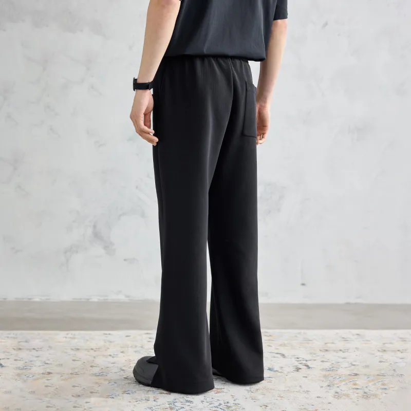 A.B.X Full Elastic Drawstring Waist Single Pleat Side Seam Front Walking Casual Sweatpants Pants Unisex-14