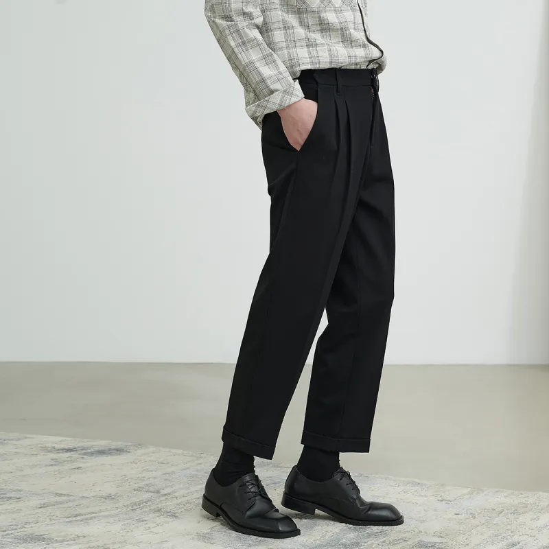A.B.X Hidden Four Button Elastic Waistband Casual Pants Men's-3