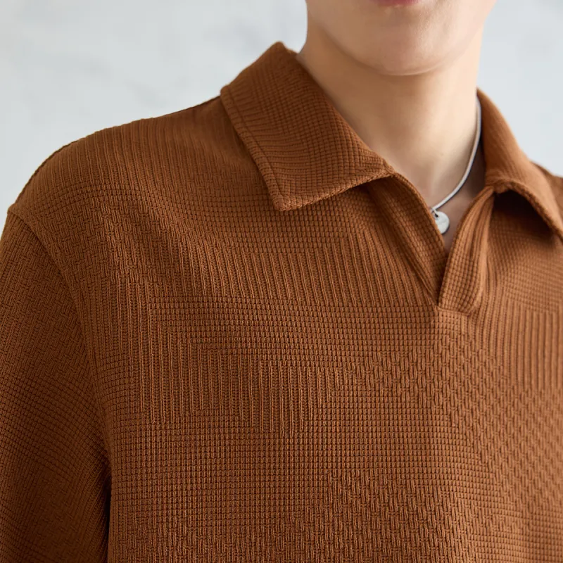 A.B.X Side Split Lapel Loose Fit Short Sleeved Polo Shirt Men's-2