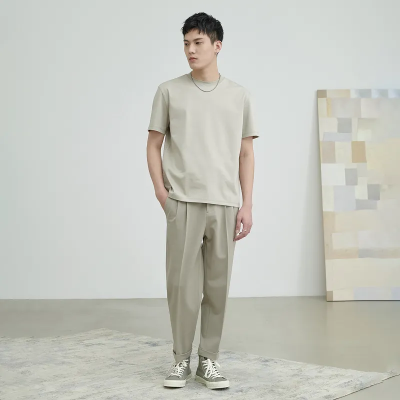 A.B.X Hidden Four Button Elastic Waistband Casual Pants Men's-15