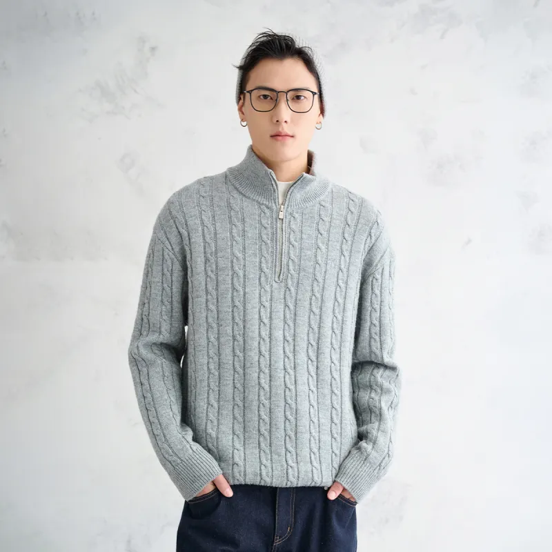 A.B.X Semi-Open Collar Stand Collar Pullover Knitwear Sweater Unisex-1