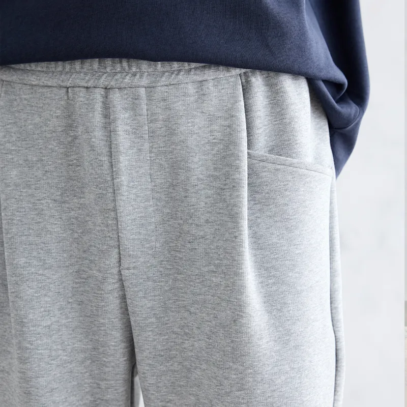 A.B.X Full Elastic Drawstring Waist Single Pleat Side Seam Front Walking Casual Sweatpants Pants Unisex-5