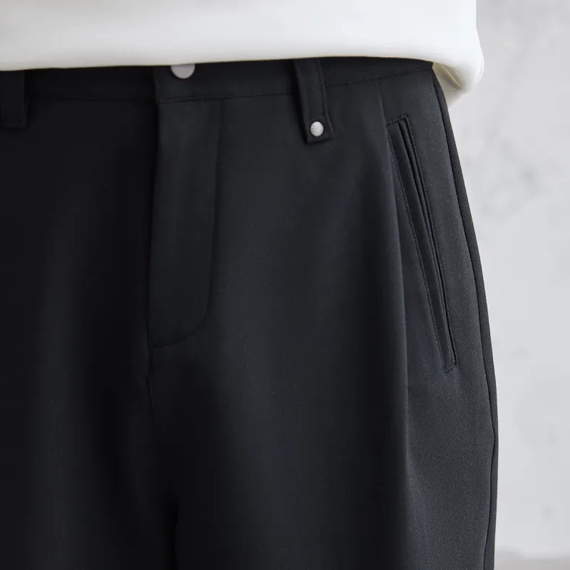 A.B.X Draped Wide Pleated Semi Elastic Waistband Comfortable Mid Length Pants Men's-13