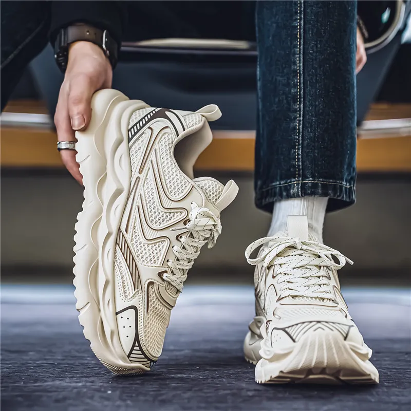 Magelly Shock Absorbers With Slip Resistant And Abrasion Resistant Properties Low Top Chunky Sneakers Men's-1