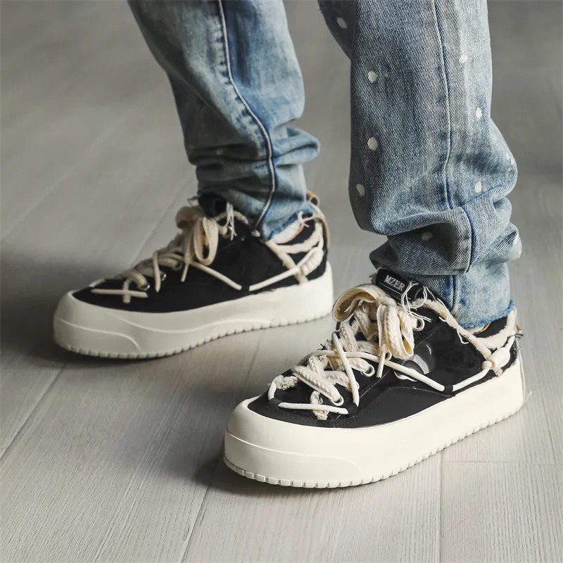 Magelly Anti Slip Wear Resistant Breathable Height Increasing Low Top Canvas Shoes Unisex Black-4