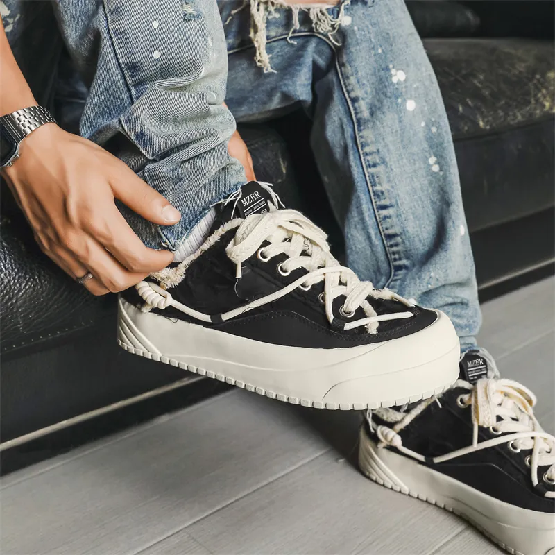 Magelly Anti Slip Wear Resistant Breathable Height Increasing Low Top Canvas Shoes Unisex Black-3