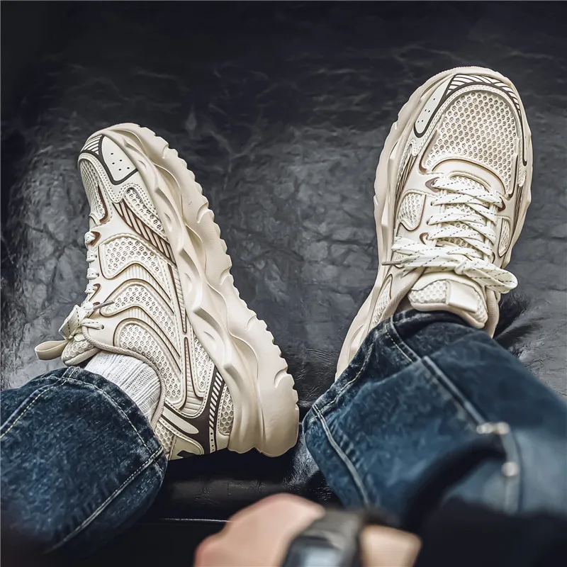 Magelly Shock Absorbers With Slip Resistant And Abrasion Resistant Properties Low Top Chunky Sneakers Men's-4