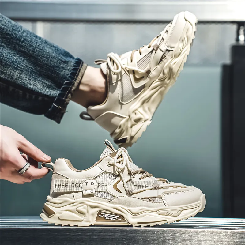 Magelly Shock Absorbers With Slip Resistant And Abrasion Resistant Properties Low Top Chunky Sneakers Men's-3