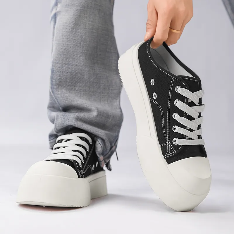 Magelly Anti Slip And Wear Resistant Height Increasing Low Top Casual Shoes Men's Black-4