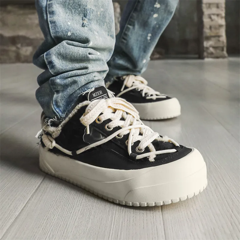 Magelly Anti Slip Wear Resistant Breathable Height Increasing Low Top Canvas Shoes Unisex Black-2