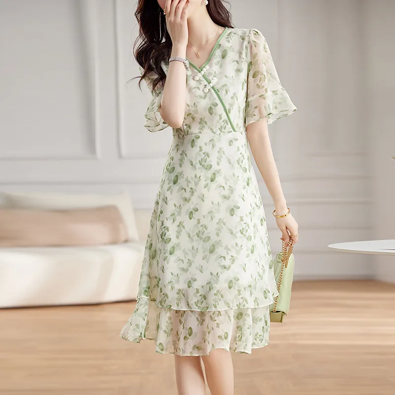 EIDOLON GRAIN Short Sleeved Dresses Women's Light Green-2