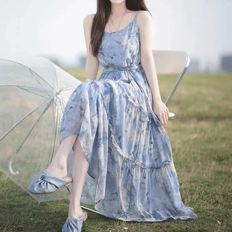 EIDOLON GRAIN Slip Dress Women's Morning Dusk Blue-3