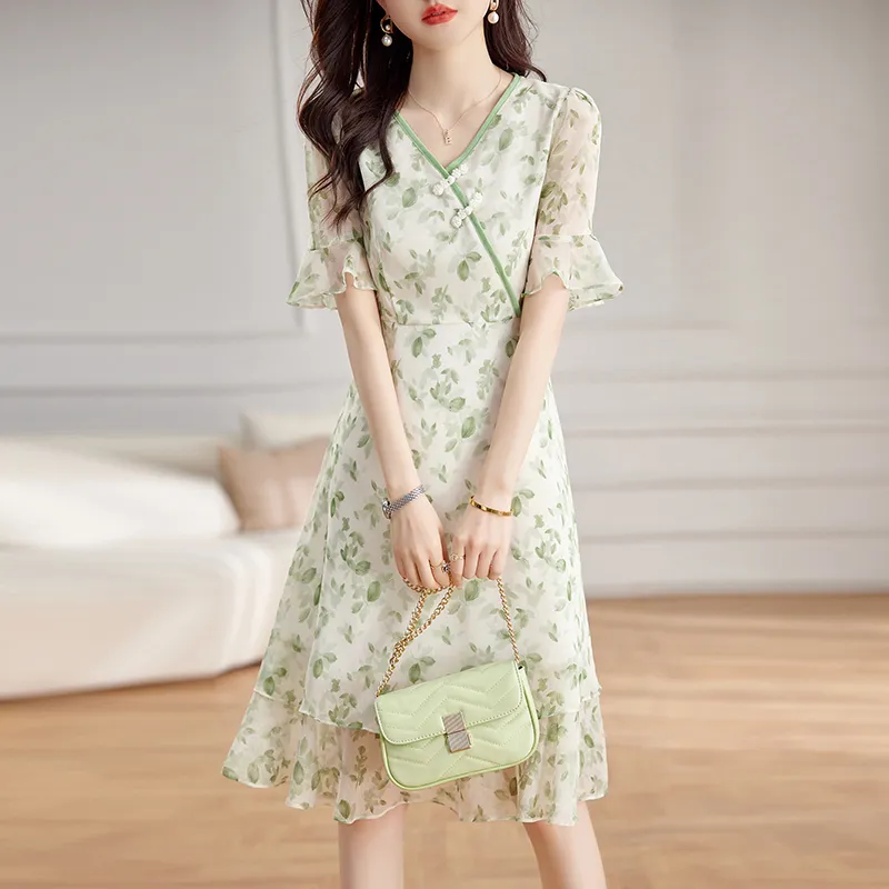 EIDOLON GRAIN Short Sleeved Dresses Women's Light Green-3