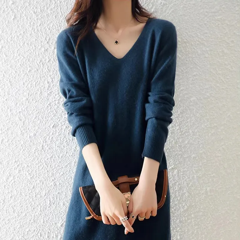 EIDOLON GRAIN Long Sleeved Dress Women's Dark Blue-6