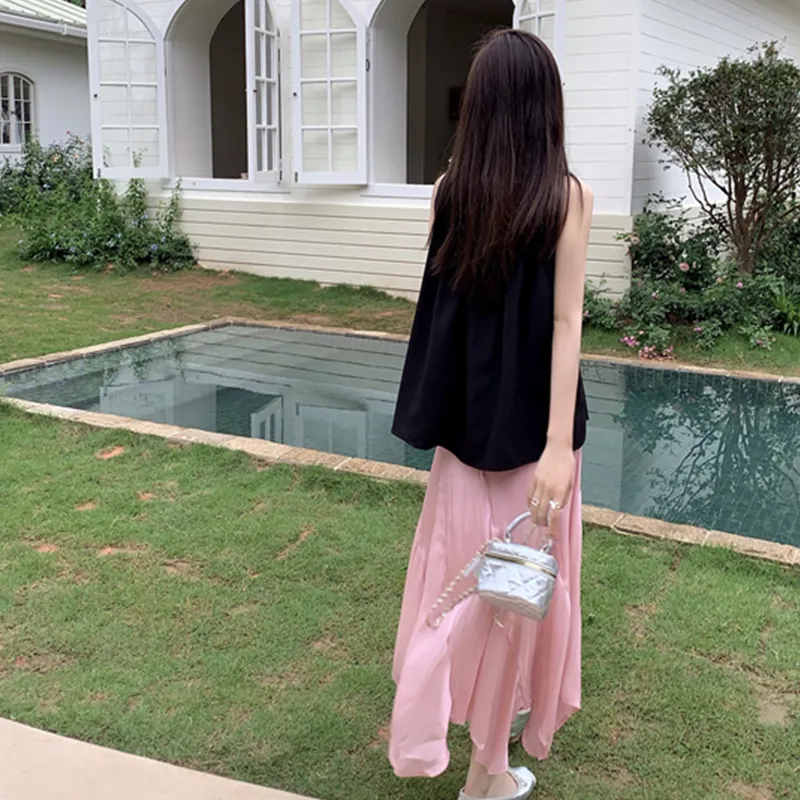 EIDOLON GRAIN Skirt Set Women's Black+Pink-2