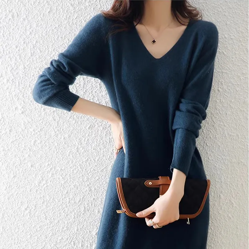 EIDOLON GRAIN Long Sleeved Dress Women's Dark Blue-3