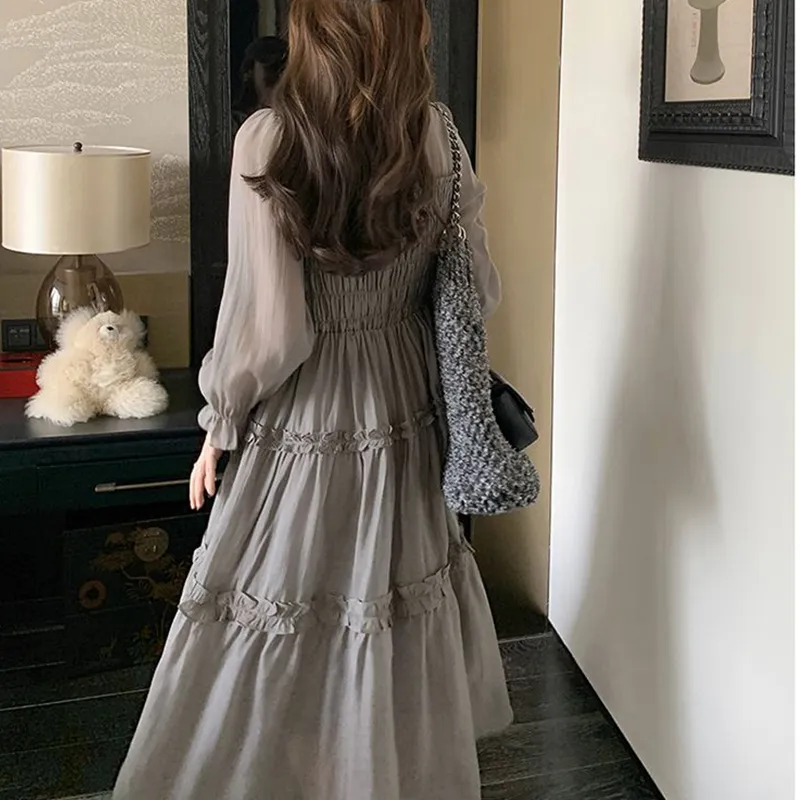 EIDOLON GRAIN Long Sleeved Dress Women's Smoke Gray-3