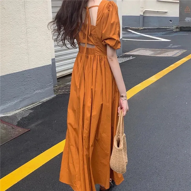 EIDOLON GRAIN Short Sleeved Dress Women's Orange-3