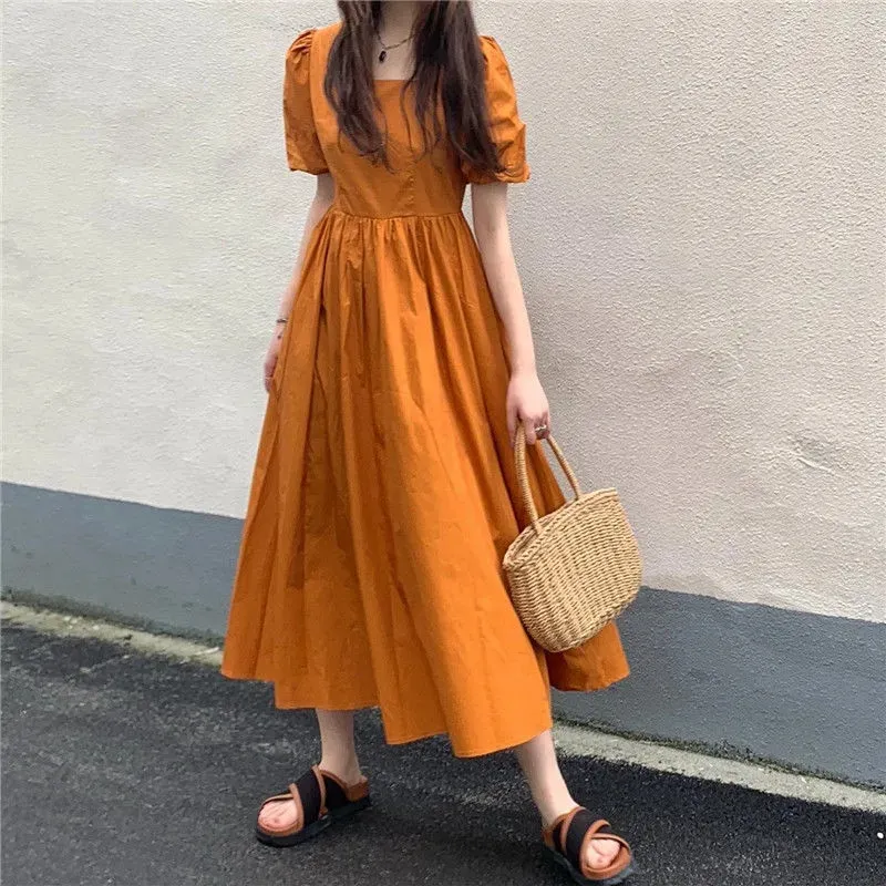 EIDOLON GRAIN Short Sleeved Dress Women's Orange-4