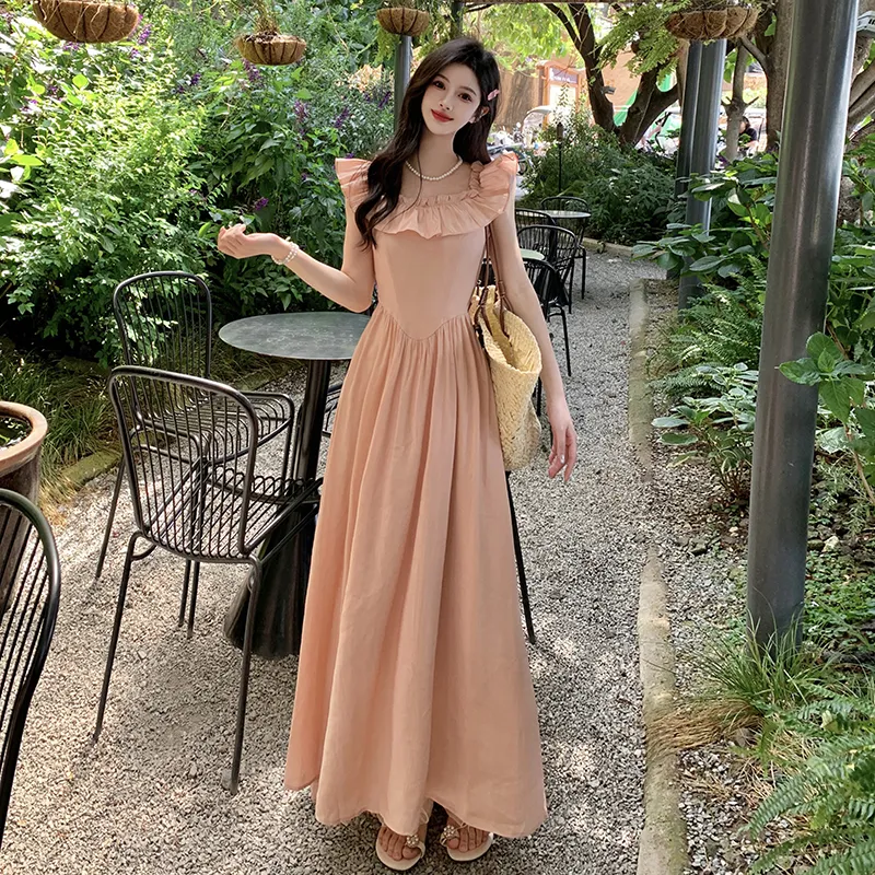EIDOLON GRAIN Sleeveless Dress Women's Pink Orange-3