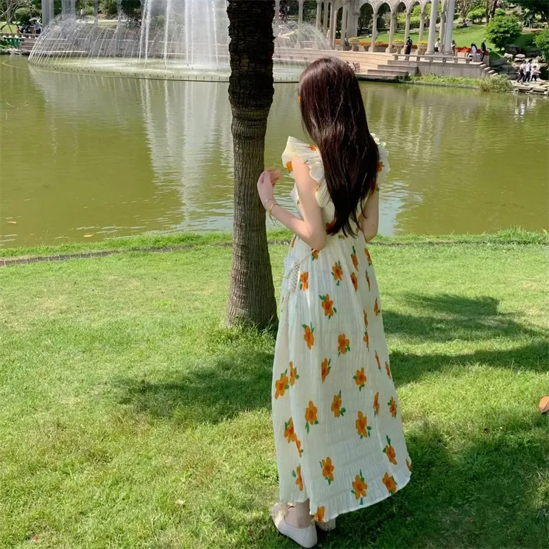 EIDOLON GRAIN Sleeveless Dress Women's Yellow Floral Dress-2