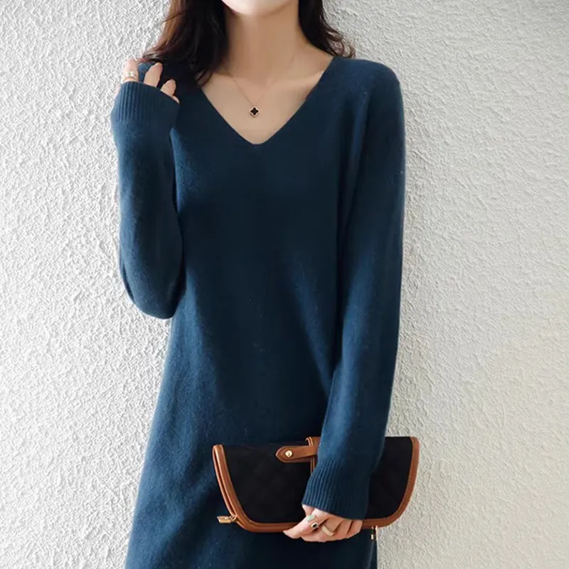 EIDOLON GRAIN Long Sleeved Dress Women's Dark Blue-5
