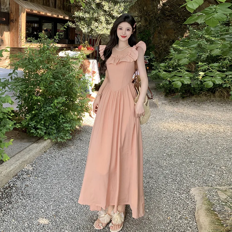 EIDOLON GRAIN Sleeveless Dress Women's Pink Orange-2