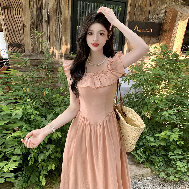 EIDOLON GRAIN Sleeveless Dress Women's Pink Orange-1