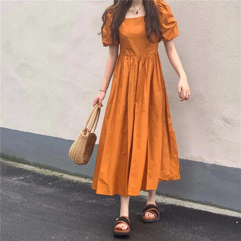 EIDOLON GRAIN Short Sleeved Dress Women's Orange-6