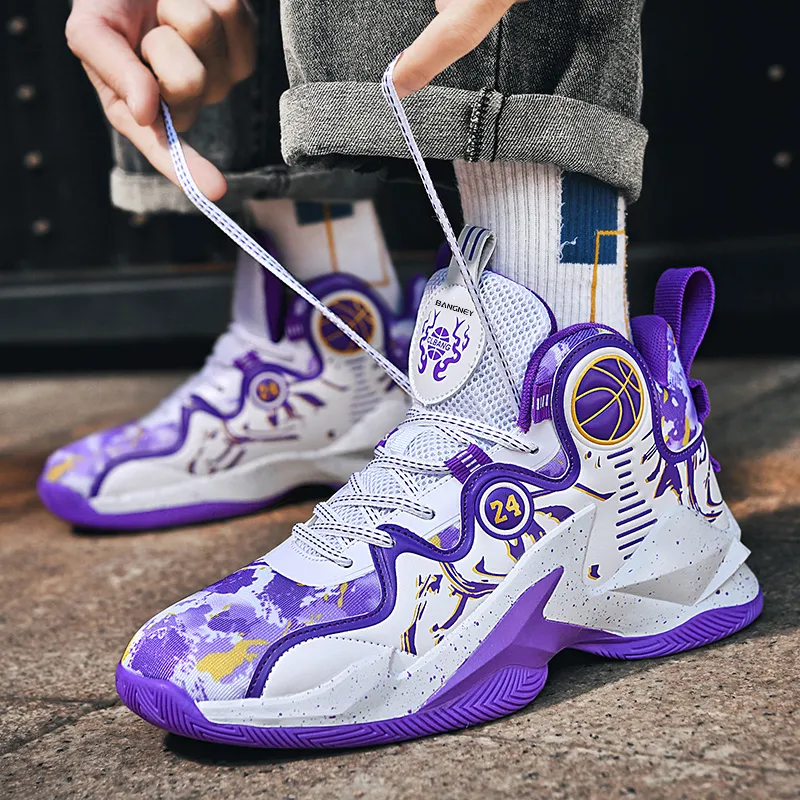 BANGNEY Anti-Slip Wear-Resistant Breathable Coverage Balance Lightweight High-Top Basketball Shoes Unisex-6
