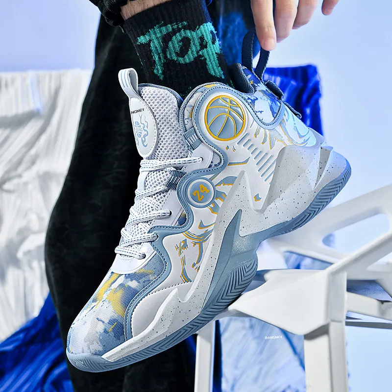 BANGNEY Anti-Slip Wear-Resistant Breathable Coverage Balance Lightweight High-Top Basketball Shoes Unisex-2