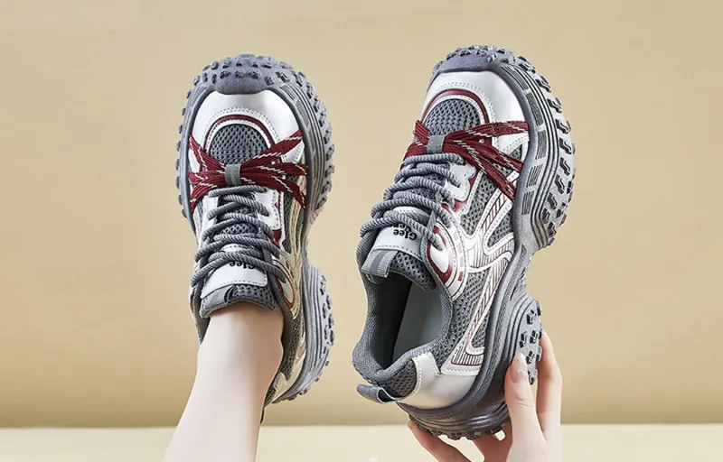 GLEE VERGE Abrasion Resistant, Breathable, Lightweight, Height Increasing Low Top Chunky Sneakers Women's-7