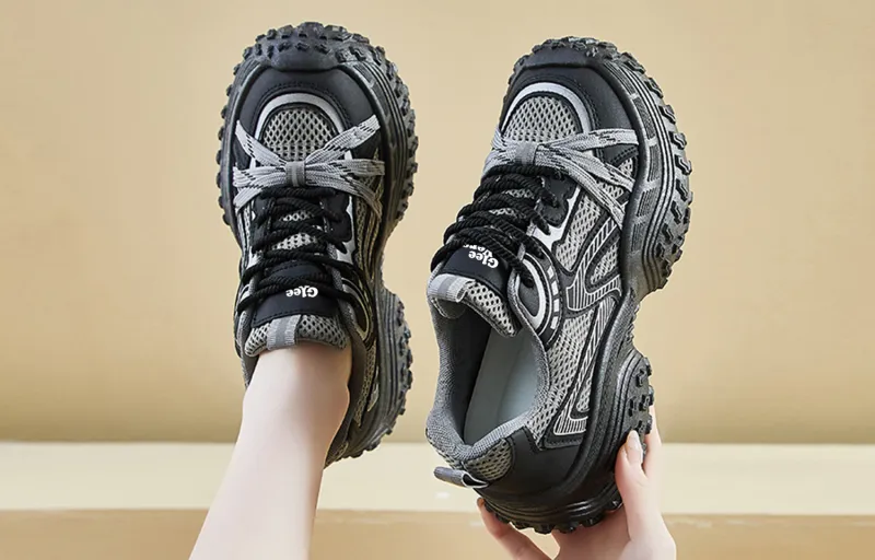 GLEE VERGE Abrasion Resistant, Breathable, Lightweight, Height Increasing Low Top Chunky Sneakers Women's-1