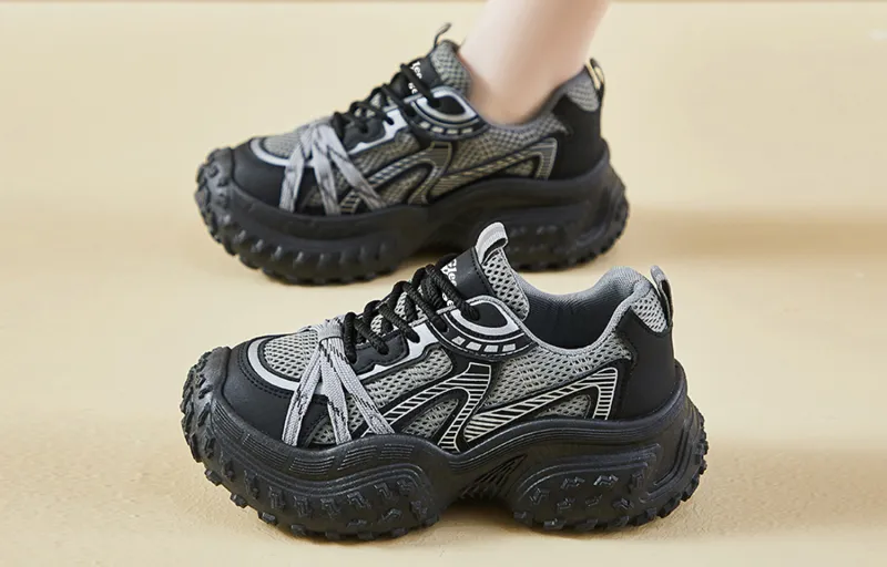 GLEE VERGE Abrasion Resistant, Breathable, Lightweight, Height Increasing Low Top Chunky Sneakers Women's-2