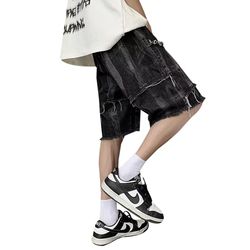HANDAIWEI Denim Shorts Unisex Black-1