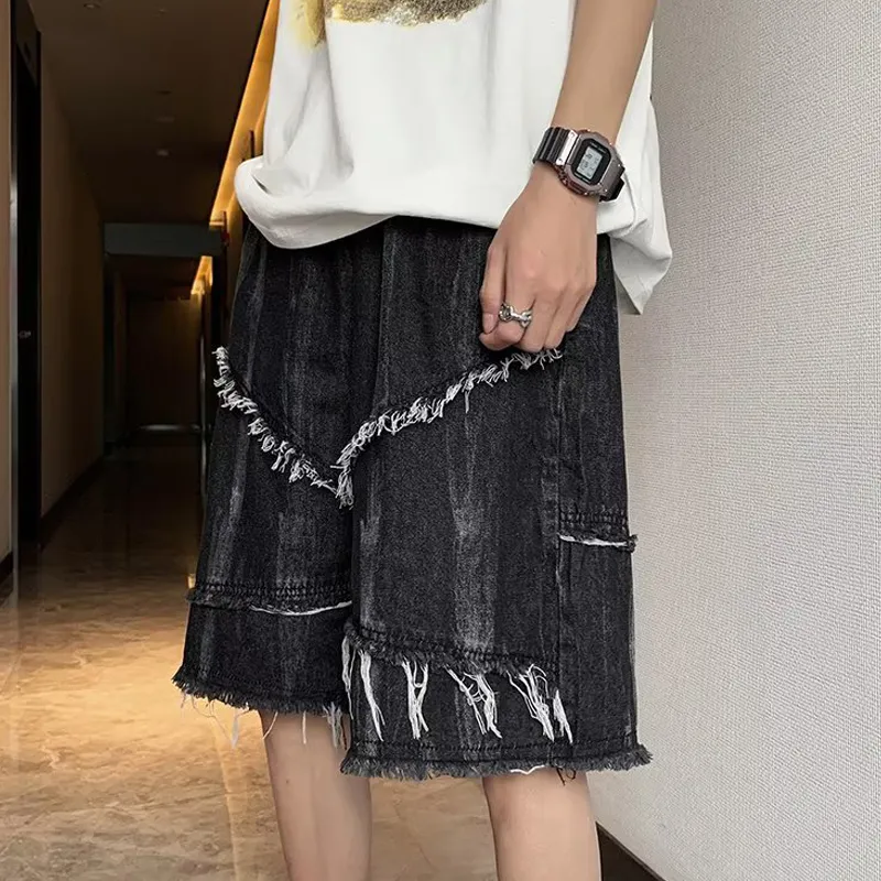 HANDAIWEI Denim Shorts Unisex Black-4