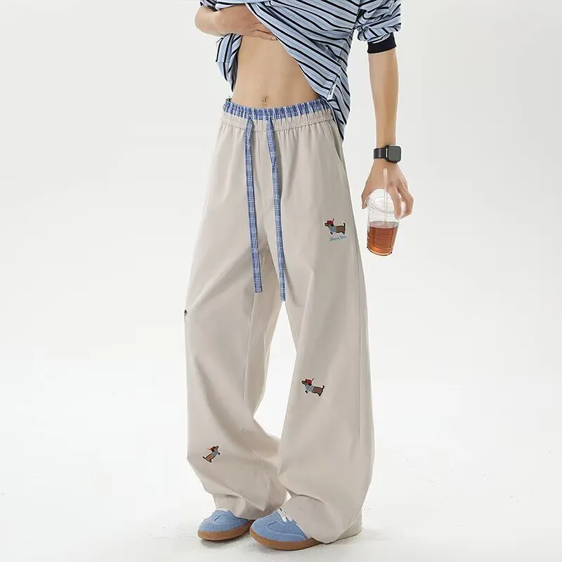 HANDAIWEI Casual Pants Unisex Apricot Gray-2