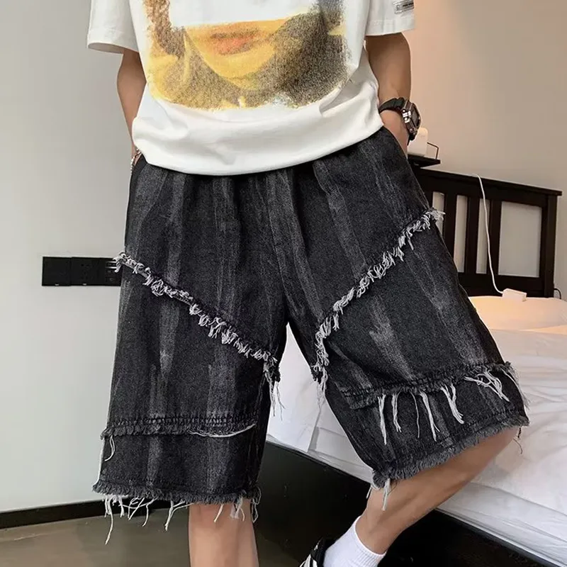HANDAIWEI Denim Shorts Unisex Black-3