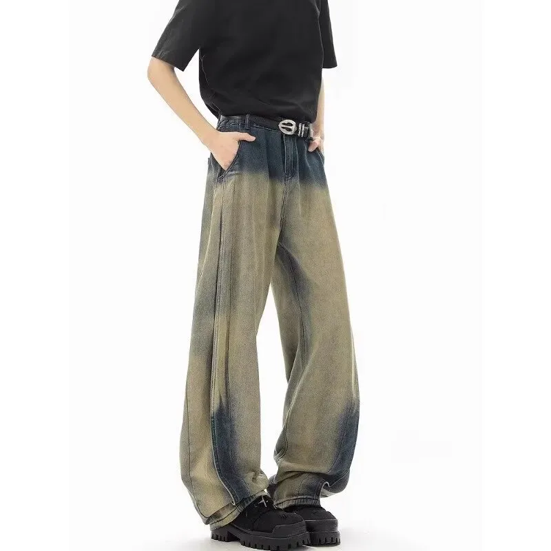 HANDAIWEI Jeans Unisex Yellow Mud-3
