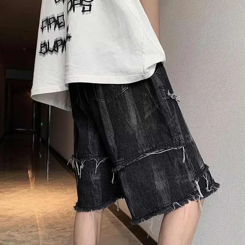 HANDAIWEI Denim Shorts Unisex Black-2