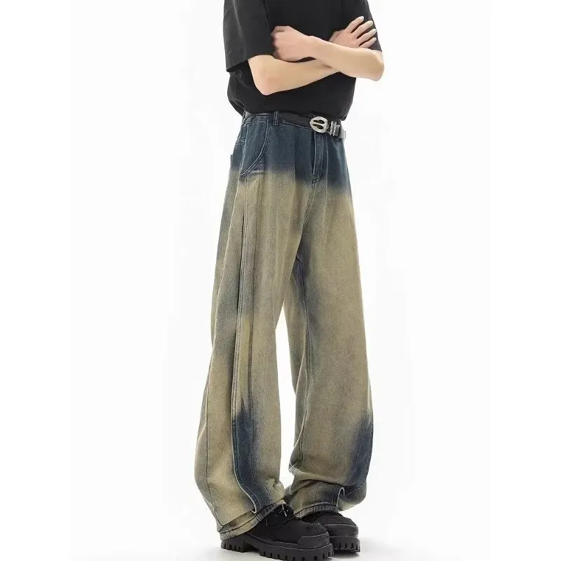 HANDAIWEI Jeans Unisex Yellow Mud-4